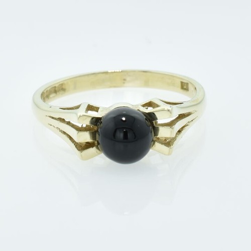 Vintage 9ct gold onyx bead - gold,