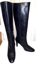 JONES the BOOTMAKER Tulsa 7/41 black leather 3.5" heel side zip knee high boots