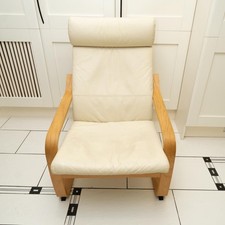 IKEA  Poang Cream Leather Armchair Used