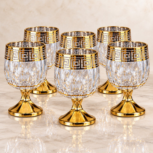 6pc gold stemmed - stemmed, glass