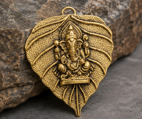 Brass ganesha leaf - brass,