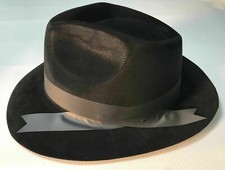 TRILBY HAT BLACK FLOCK WITH