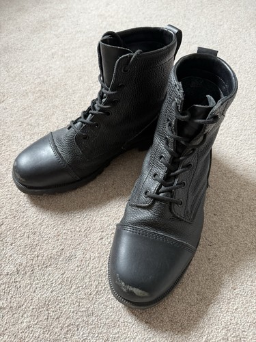 Black leather boots - leather, size