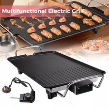 Electric Teppanyaki Table Top Griddle BBQ Hot Plate Barbecue Grill Pan L Size