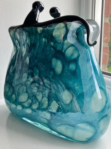 Teal art glass - art, purse