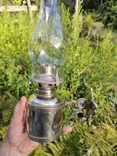 ANTIQUE WALL MOUNTED BRASS OIL LAMP Drop In Font Waterbury USA American 