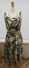 Collection Of Debenhams Size 12  Black Green And White Tea Dress