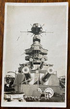 HMS MALAYA Antique Real Photograph Post Card WWI NAVY BATTLESHIP Jutland