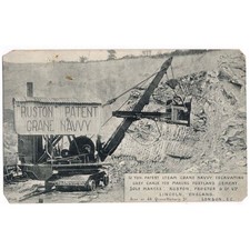 Ruston Patent Crane Navvy Excavating Portland Cement Postcard, Postmarked 1907