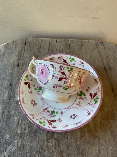 Antique pink floral lustreware - pink,