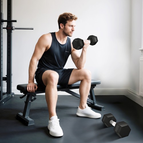 2x6kg hex dumbbells set rubber - 2x6kg,