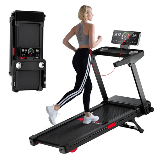 Black folding treadmill - treadmill, q8