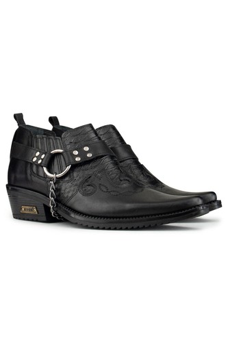 Men black leather goth shoes - men's,