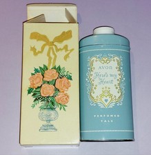 Vintage 1970s Avon Talcum Powder in Tin Boxed, "Here's my Heart"