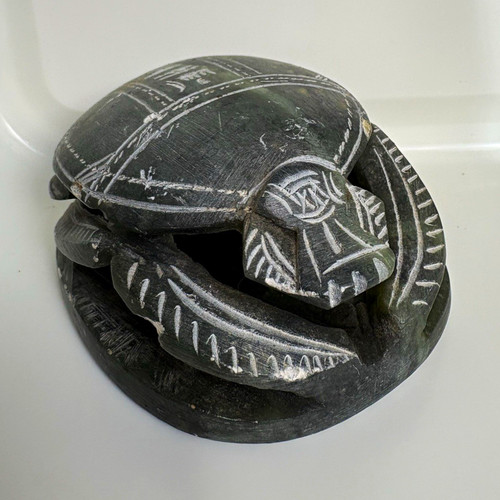 Vintage egyptian carved scarab - carved,