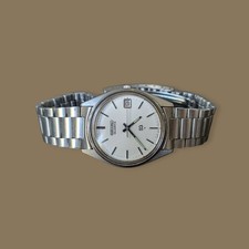 Seiko SQ Vintage Mens Watch 8222-7000 Silver Tone Working