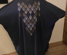 Luxury Turkish Batwing Abaya with Detailing Blue