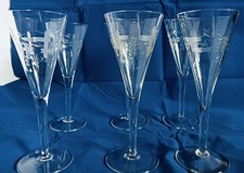 Wine /Champagne Glasses Vintage Hand Cut 1950s Stunning Set of 6