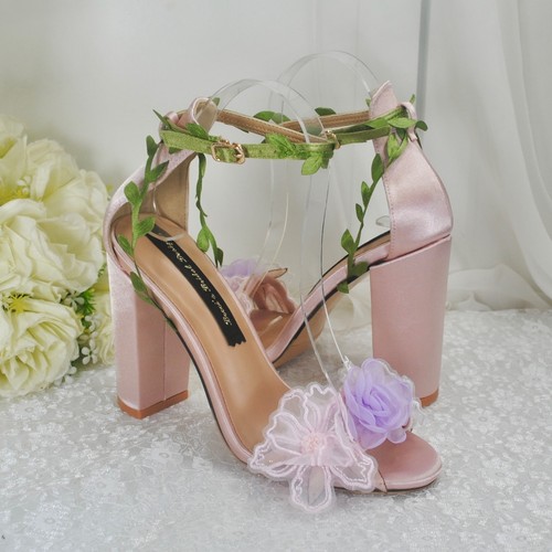 Pink flower block - block, heels