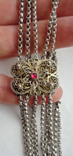 FINE 19TH CENTURY AUSTRO HUNGARIAN JEWELLED SOLID SILVER CHOKER / NECKLACE