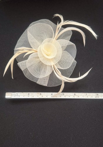 Cream mesh flower fascinator - mesh,