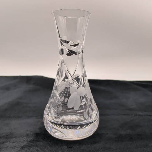 Clear crystal bud vase - clear, etched
