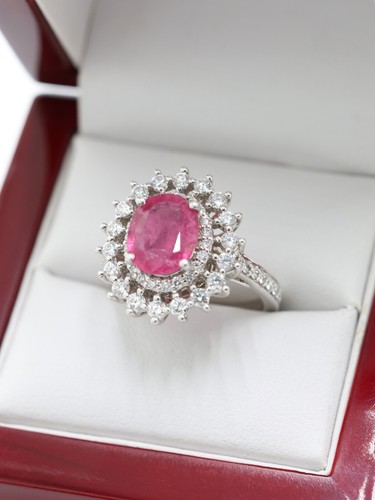 Pink tourmaline diamond ring - pink,