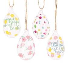 Floral Happy Easter Glass Egg