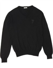 VERSACE Mens V-Neck Jumper Sweater 2XL Black Wool FH15