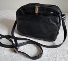 Casa Di Borse Black Leather Cross Body Bag Made In Italy