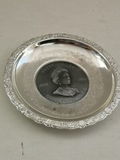 Queen Elizabeth II 1977 Silver Jubilee Commemorative Chrome Plated Bowl / Plate