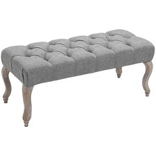 Rustic Grey Bench Curved Retro Legs Bed End Footstool Window Seat Ottoman Stool