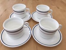 Vintage Pyrex  Stripe Cup & Saucer x 4