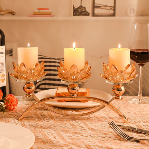 Gold crystal tealight candle - crystal,
