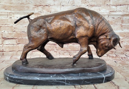 Charging bull bronze statue - charging,