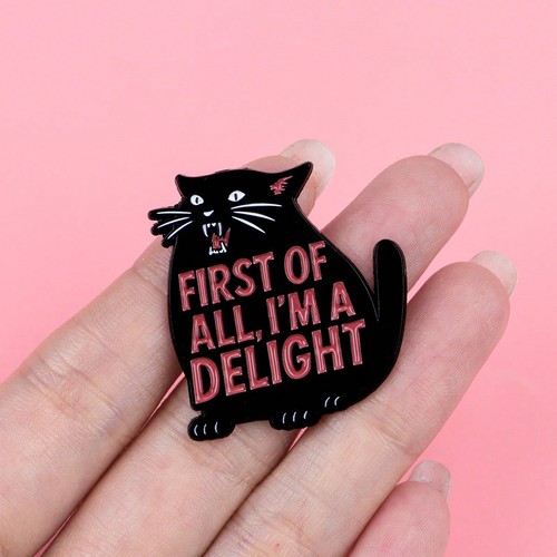 Cat delight enamel pin - cat,