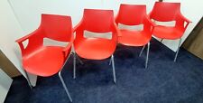 4 x  "Fano" Plastic Cafe Chairs-Shell Sculpted Seat Design-Silver Steel Frames