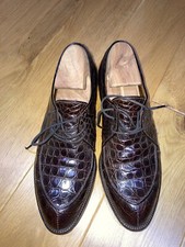 VINTAGE 60s ALLIGATOR FRENCH SHRINER HERITAGE NORWEGIAN FRONT TOE SHOES US 8 1/2