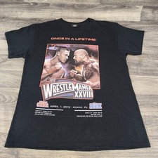 Rare WWE Wrestle Mania XXVIII 2012 T-Shirt The Rock John Cena WWF Wrestling