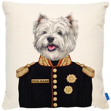 Personalised Westie Cushion Cover Dog Portrait Uniform Military Cute Gift FDC36