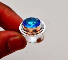 Blue Topaz Gemstone Handmade Ring, 925 Sterling Silver Jewelry Ring All Size