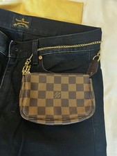 Louis Vuitton Damier Mini Pochette Multi Purpose Accessory Brown Leather Ebene