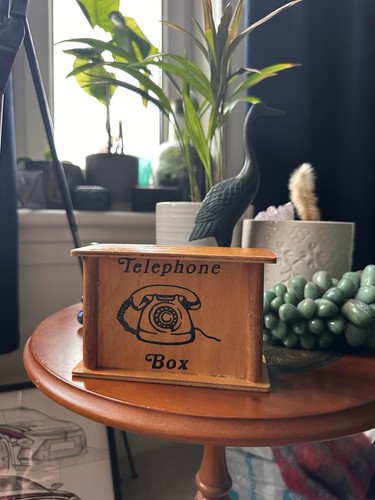 Vintage 1970s wooden telephone - vintage,