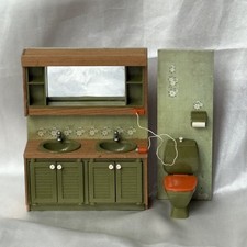 Lundby Stockholm Dolls House Avocado Green Fitted Bathroom Toilet Sink