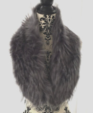 Luxury Faux Fur Stole Collar Wrap GREY Jacket Coat Evening Wedding Satin Lined