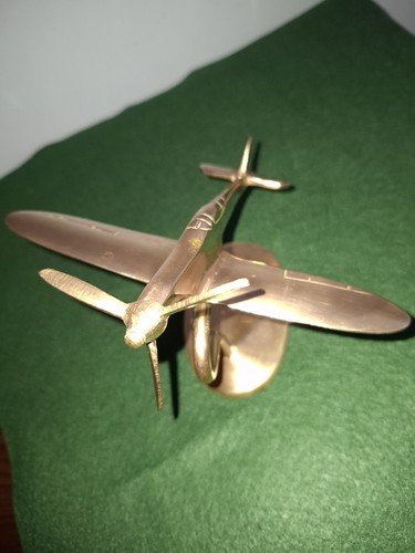 Brass vintage spitfire plane - brass,