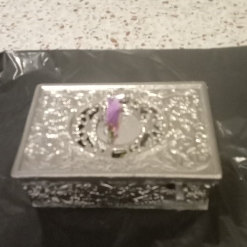 Floral trinket box silver - trinket,