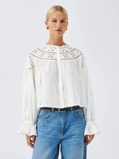 John Lewis And/Or Blouse Boho Embroidered White Top UK 12 (14-16) - BNWT £79