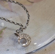 Dyadema delicate Italy 925 silver bracelet with a diamante effect crescent moon