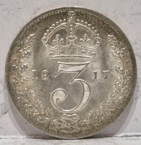 1917 threepence george - threepence, v